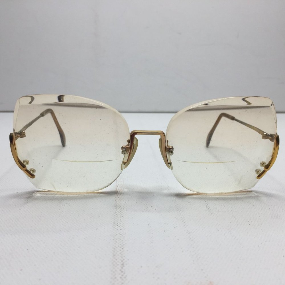 Vintage Nikon Womens Bifocal Reading Glasses NK Yellow Brown Case Cleaning Cloth - Picture 4 of 14